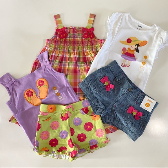 NWT Gymboree Girls Sz 2T 2 Bundle Plaid Dress Shorts Shirt Tank Top Outfits New